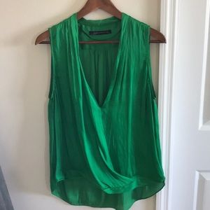 Zara Emerald green silk  top